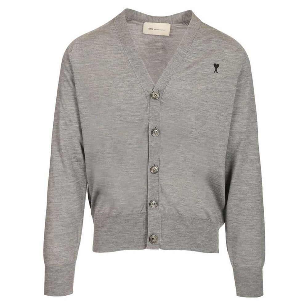 Ami Men Ami Paris V-Neck Wool Cardigan